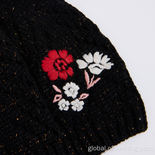 Warm Knitted Hat For Women Embroidery Knitted Beanie for women Manufactory